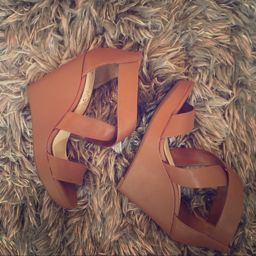 Jessica Simpson Cognac Wedges Size 8.5